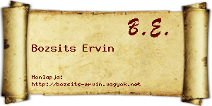 Bozsits Ervin névjegykártya